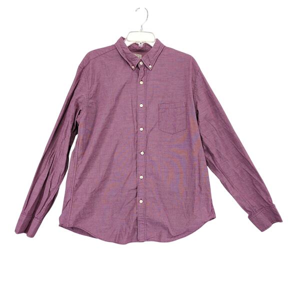 Vtg Y2K J Crew Men's XL Long Sleeve Cotton Button Down Dress Shirt, Burgundy - Picture 1 of 6